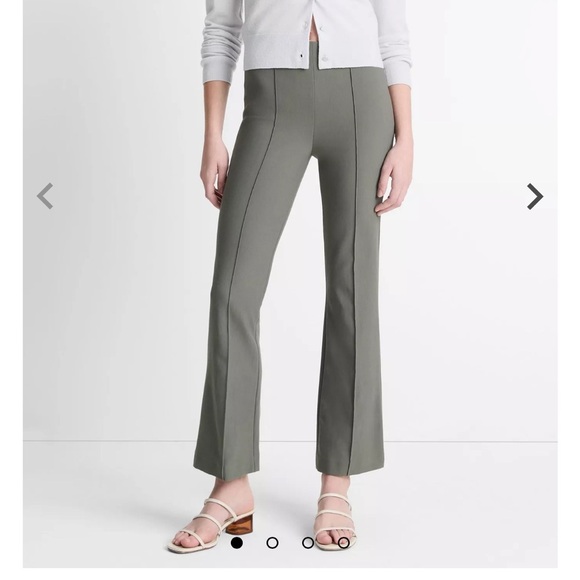 Vince Mid-Rise Pintuck Crop Flared Pants Olive Green | 8 - Picture 1 of 7